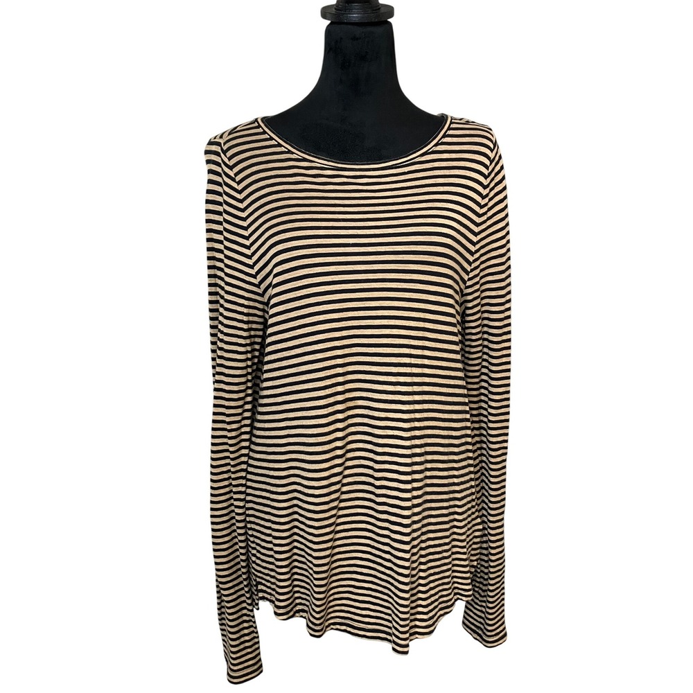 Lauren Ralph Lauren Long Sleeve Scoop‎ Neck Lightweight Striped Tee Medium